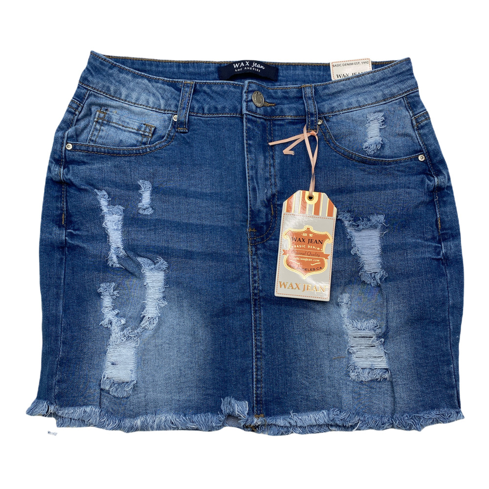WAX Jean Distressed Mini Skirt Small NWT